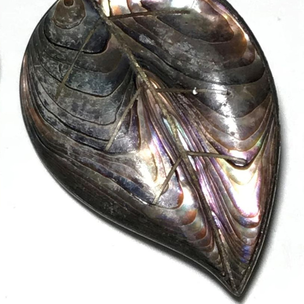 vintage Sterling Silver 925 Mexico Abalone leaf brooch pin